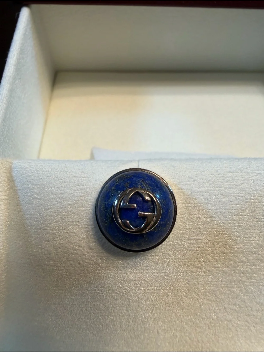 New Authentic Gucci GG Logo Lapis Azuli Sterling Silver Cufflinks